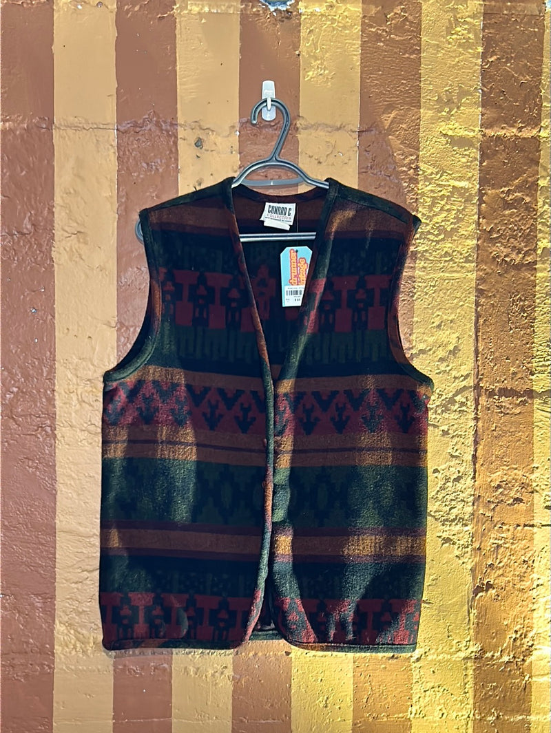 (RR2457) ’Conrad C’ Geometric Print Wool Button Down Vest