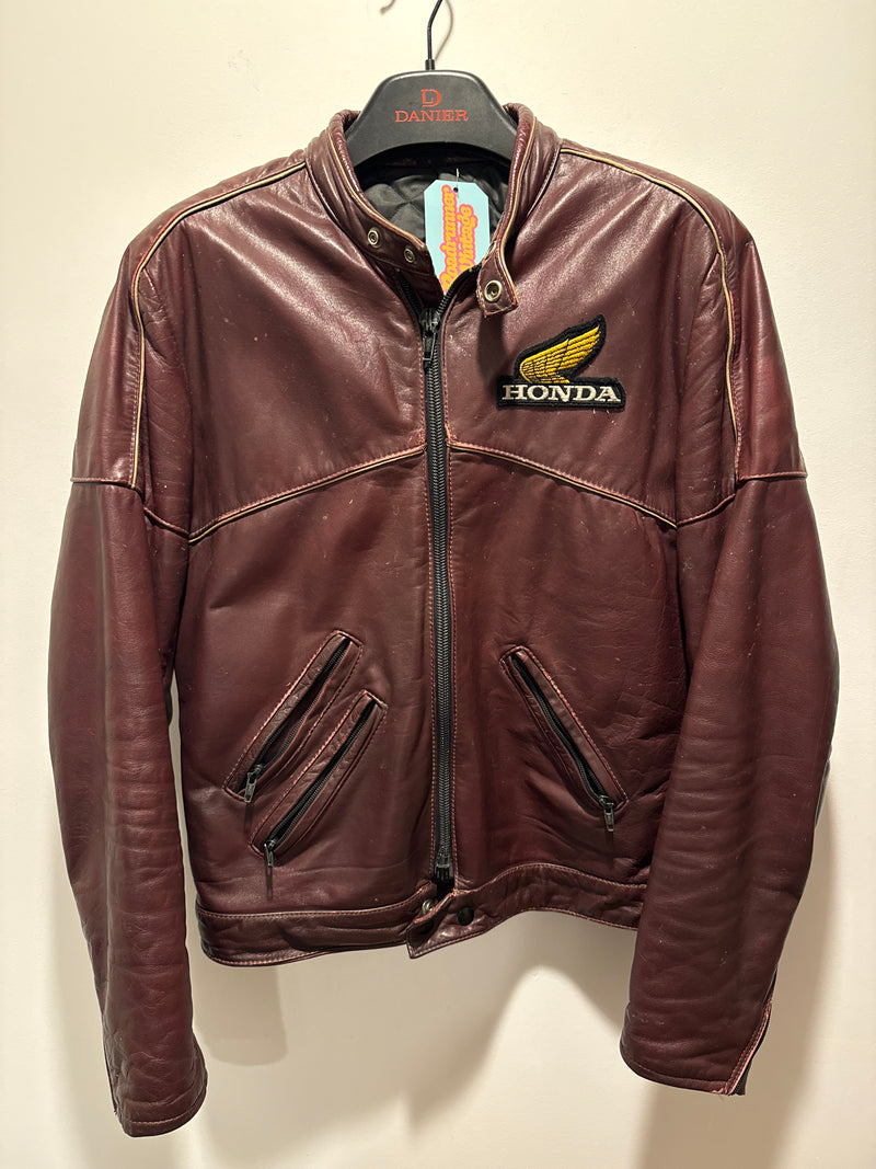 (RR3389) Burgundy Honda Cafe Racer Style Leather Jacket