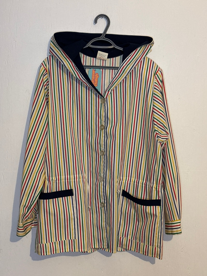 (RR3264) Vintage Rainbow Striped Canvas Drawstring Jacket