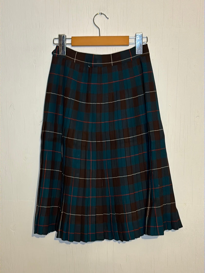 (RR2860) Vintage Wool Tartan Pleated Skirt