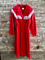 (RR2421) Michael Phillips Cherry Red Western Fringe Dress