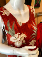 (RR2130) Orange Flower Print Hawaiian Shift Dress