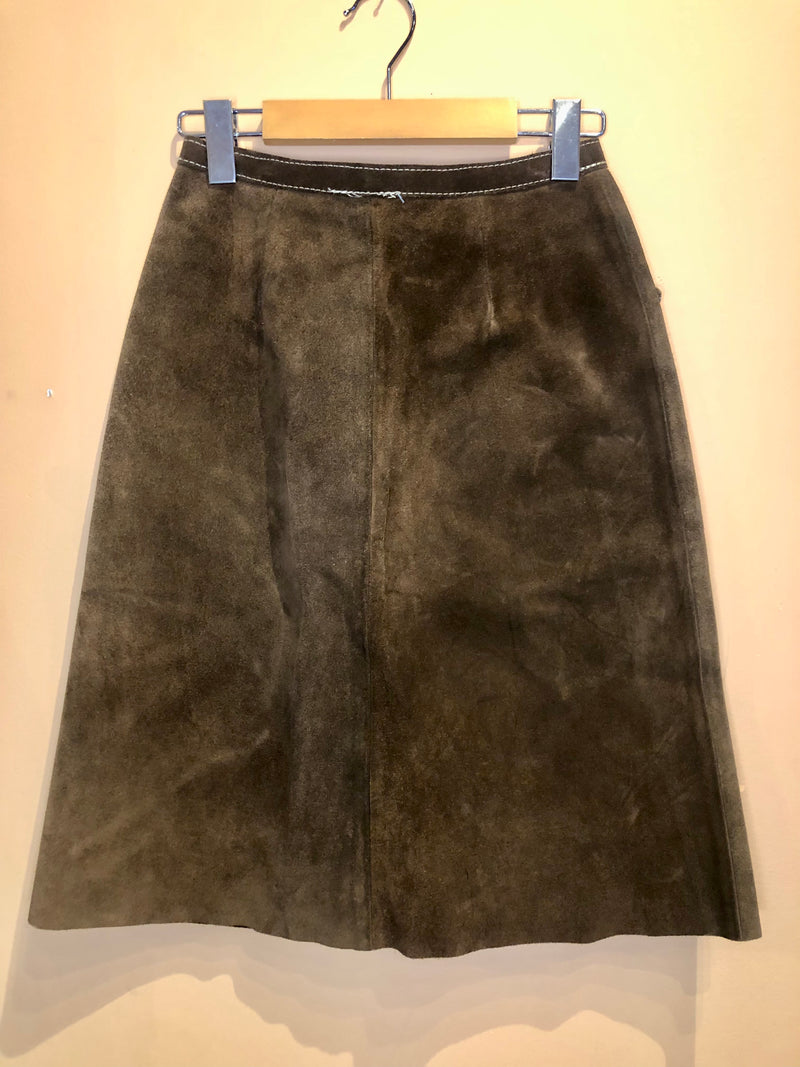 (RR2399) Carnaby Brown Suede Button Down Skirt