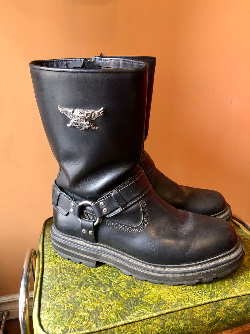 (RR2367) Harley Davidson Black Leather Motorcycle Boots