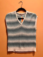 (RR2379) Allaird’s Cream and Teal Knit Sweater Vest
