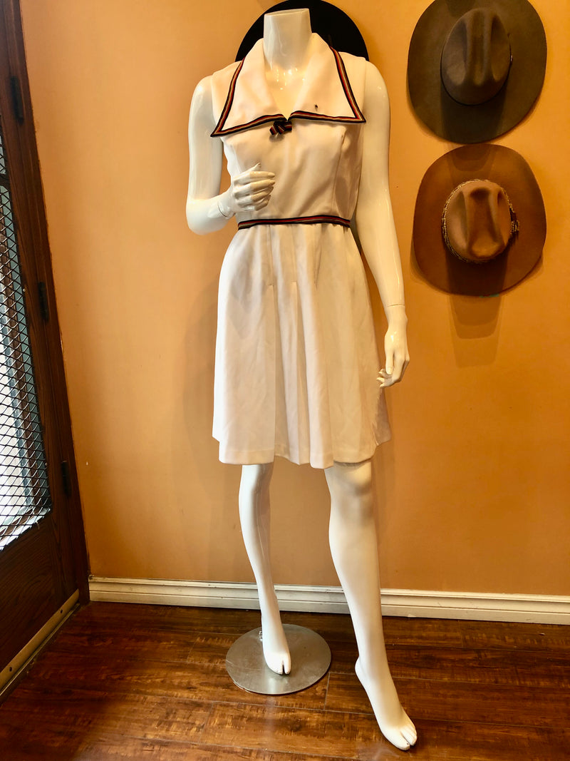 (RR2377) Nu Mode White Sailor Dress