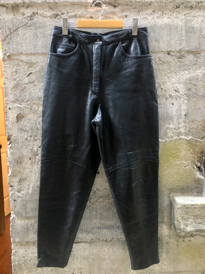 (RR2322) Vintage Cosa Nova Leather Tapered Leg Trousers