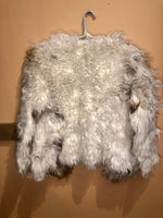 (RR2403) Cream and Beige Long Hair Fur Coat