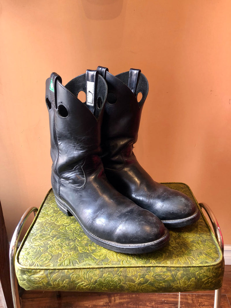 (RR2369) Black Leather Steel Toed Boots