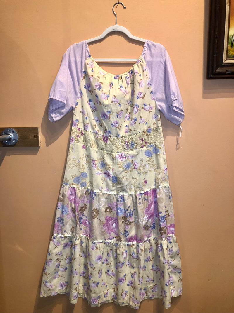 (RR2389) Lou Gene’s Pink and Yellow Floral Print Sundress