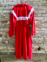 (RR2421) Michael Phillips Cherry Red Western Fringe Dress