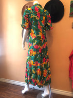 (RR2213) Vintage Hawaiian Tropical Flower Dress