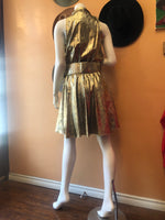 (RR2237) Vintage Gold Shimmer Cocktail Dress