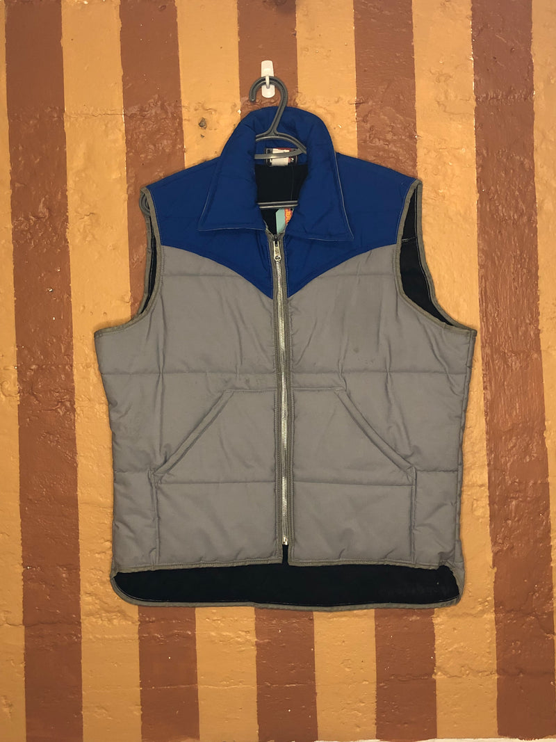 (RR2537) ‘MWG’ Grey and Blue Puffer Zip Down Vest