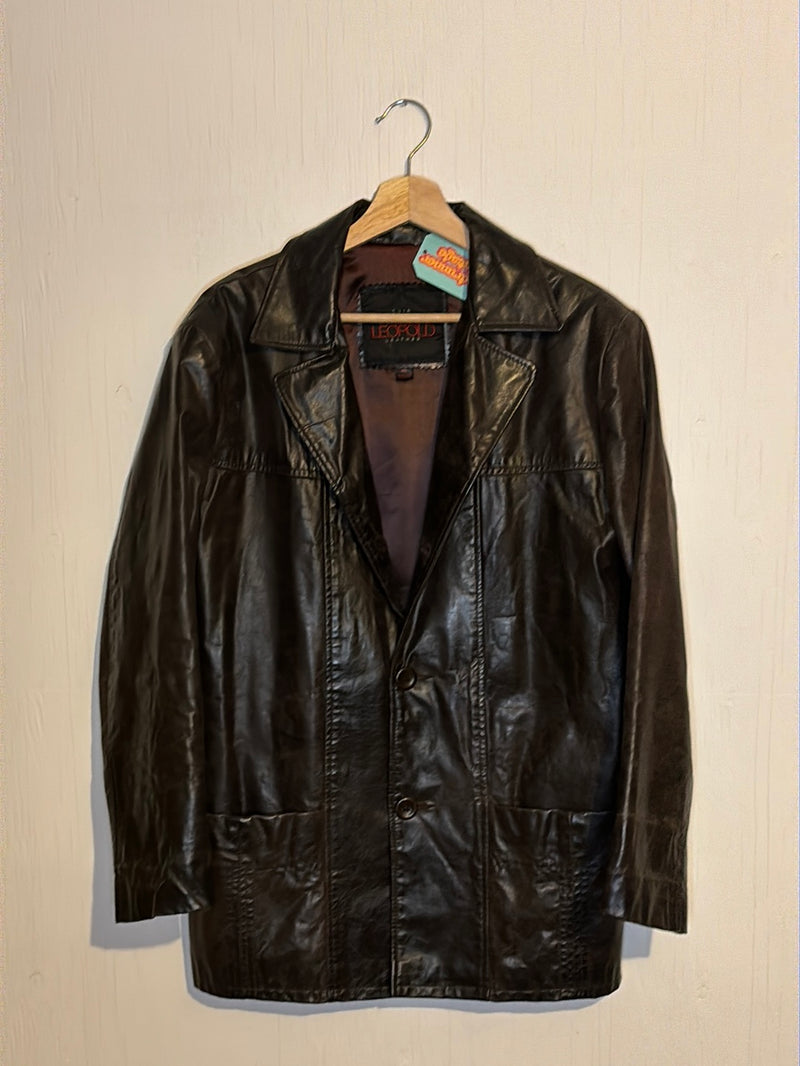 (RR2807) Vintage Deep Brown Leather Blazer