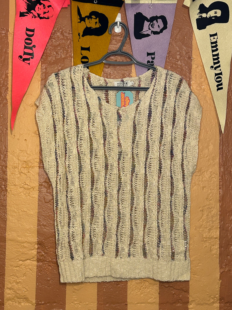 (RR1804) Molly Bracken Ladies Sleeveless Cream Knitted Sweater
