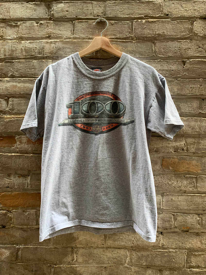 (RR2433) Winnipeg Harley Davidson ‘100 Years’ Graphic Grey T-Shirt