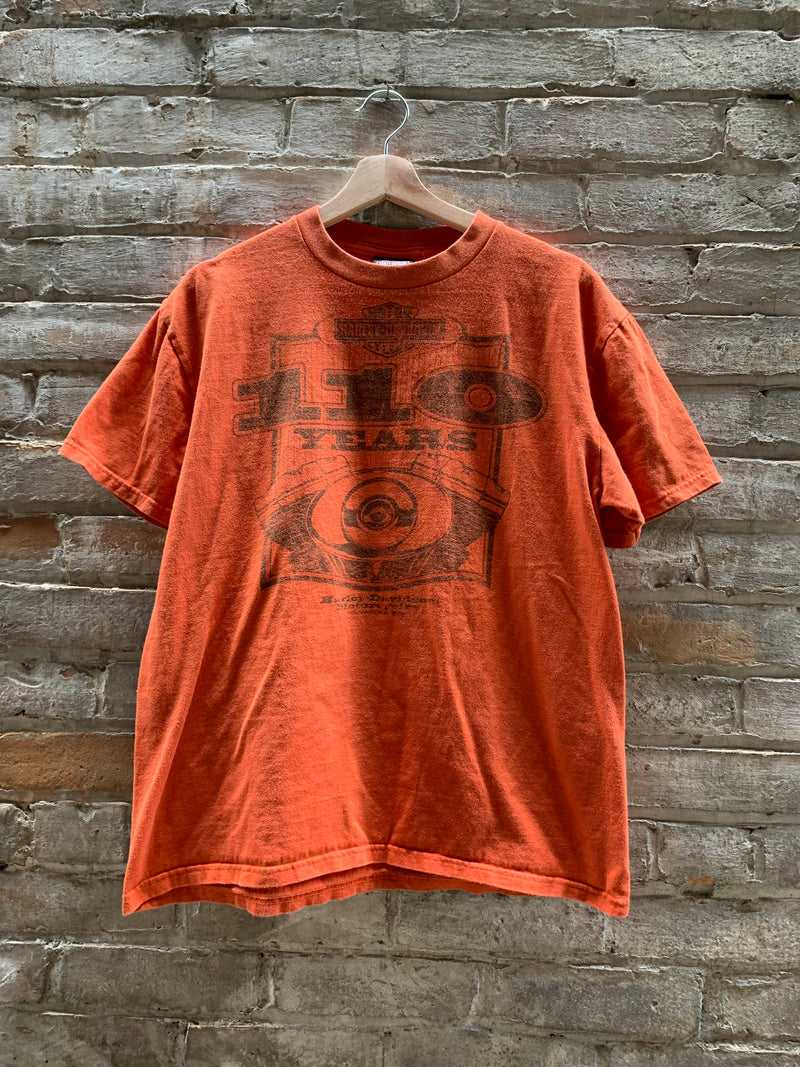 (RR2432) Winnipeg Harley Davidson ‘110 Years’ Graphic Orange T-Shirt