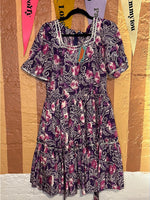 (RR2030) Vintage Purple Paisley Floral Dress
