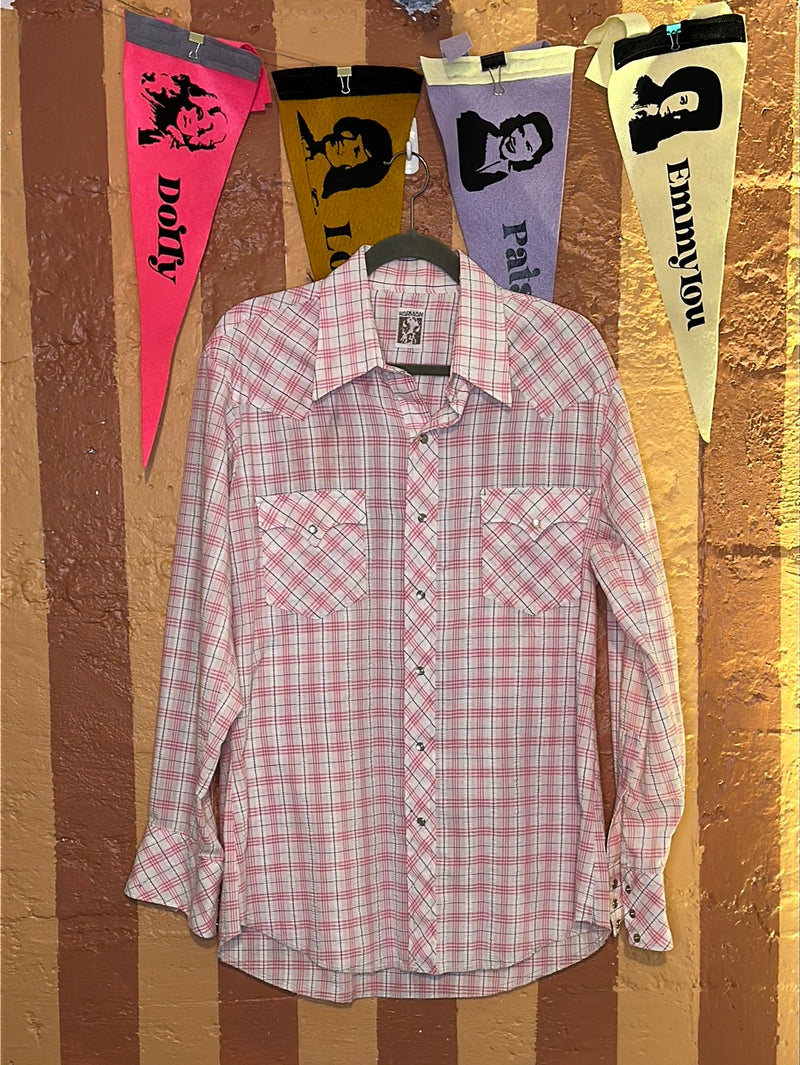 (RR2109) Karman Pink Check Pearl Snap Button Western Shirt