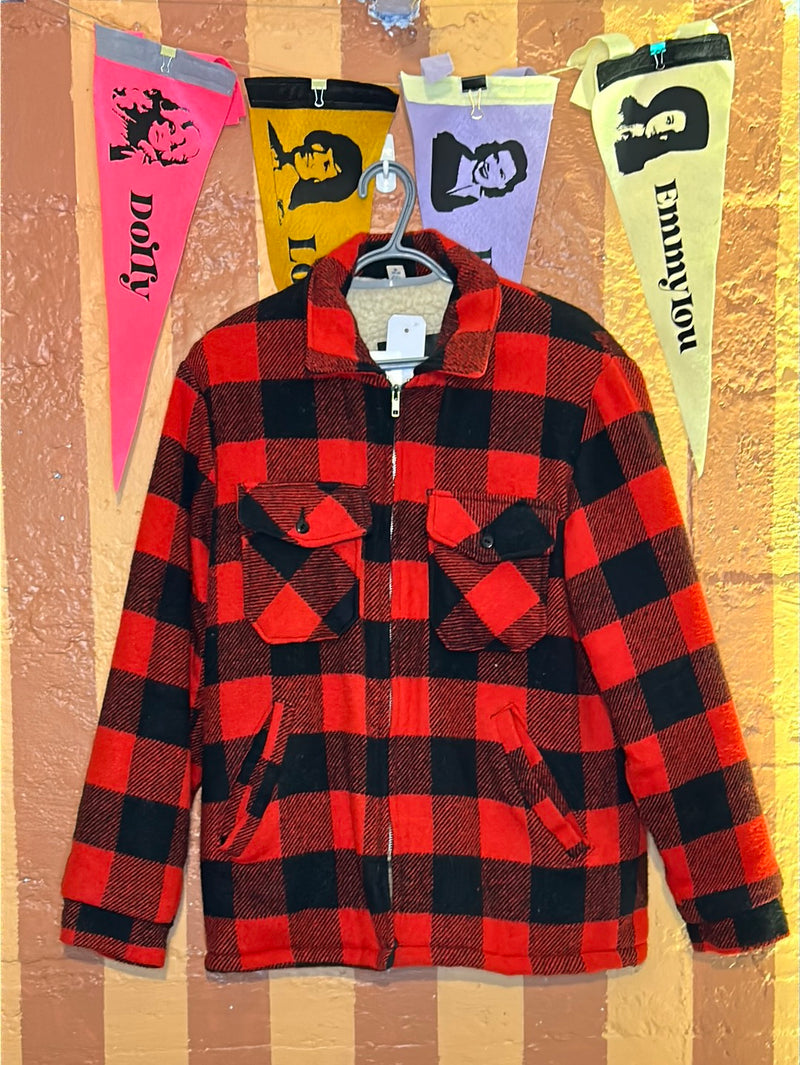 (RR2083) Red & Black Check Flannel Jacket