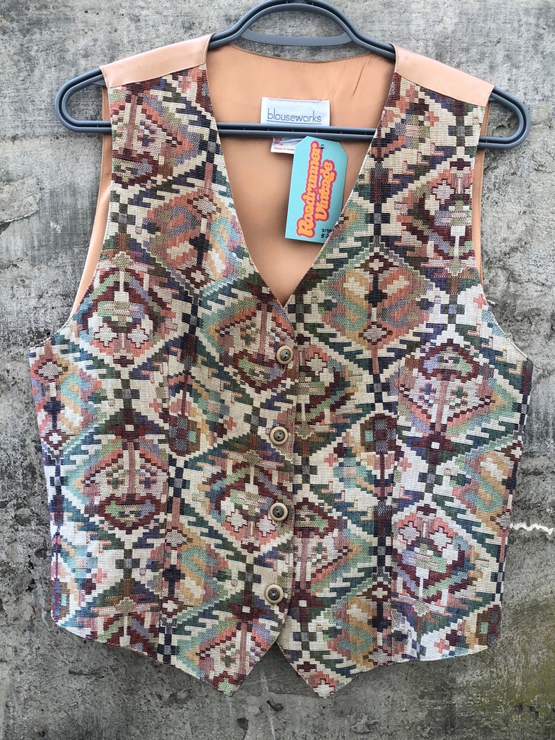 (RR2159) Vintage Multicoloured Printed Vest
