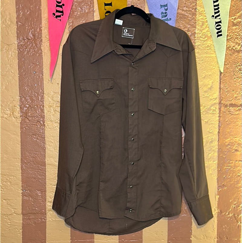 (RR2115) Brown Pearl Snap Western Shirt