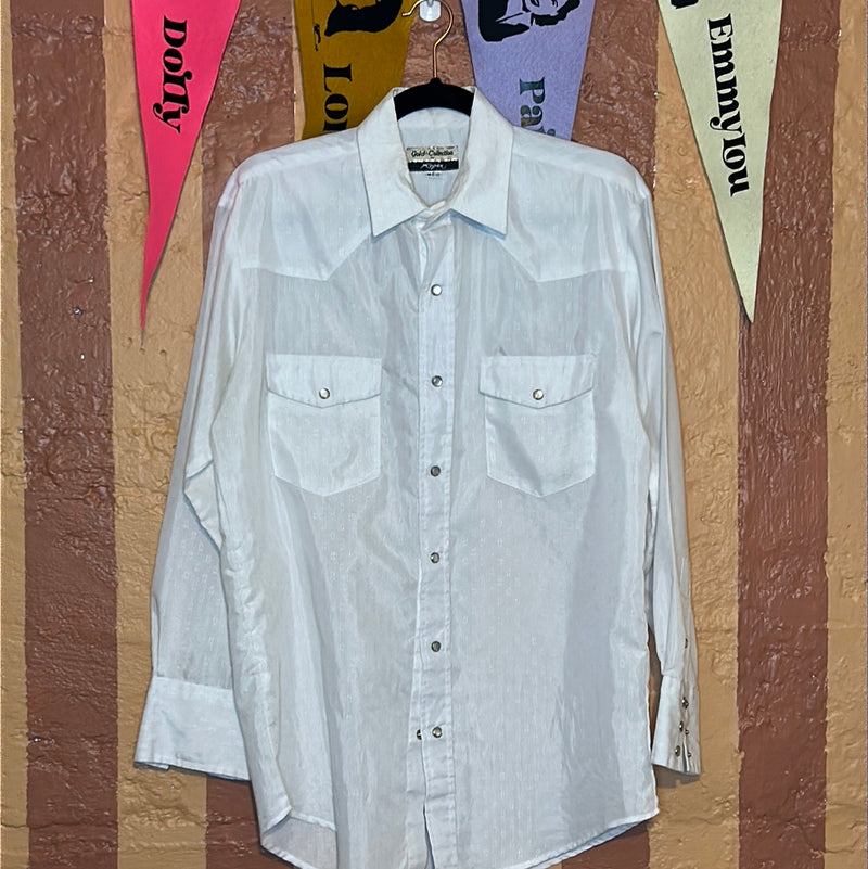 (RR2096) Gold Collection Snap Button Shirt (White)