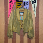 (RR2013) Neutral Leather Fringe Jacket