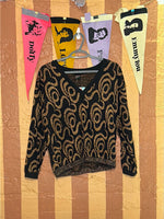 (RR2204) Gold and Black V-Neck Sweater