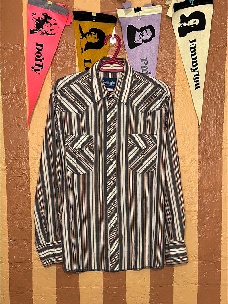(RR1859) Wrangler Western Pearl Snap Button Down Shirt