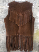 (RR2161) Brown Leather Fringe Vest