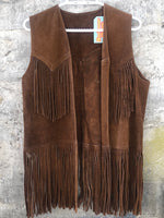 (RR2161) Brown Leather Fringe Vest