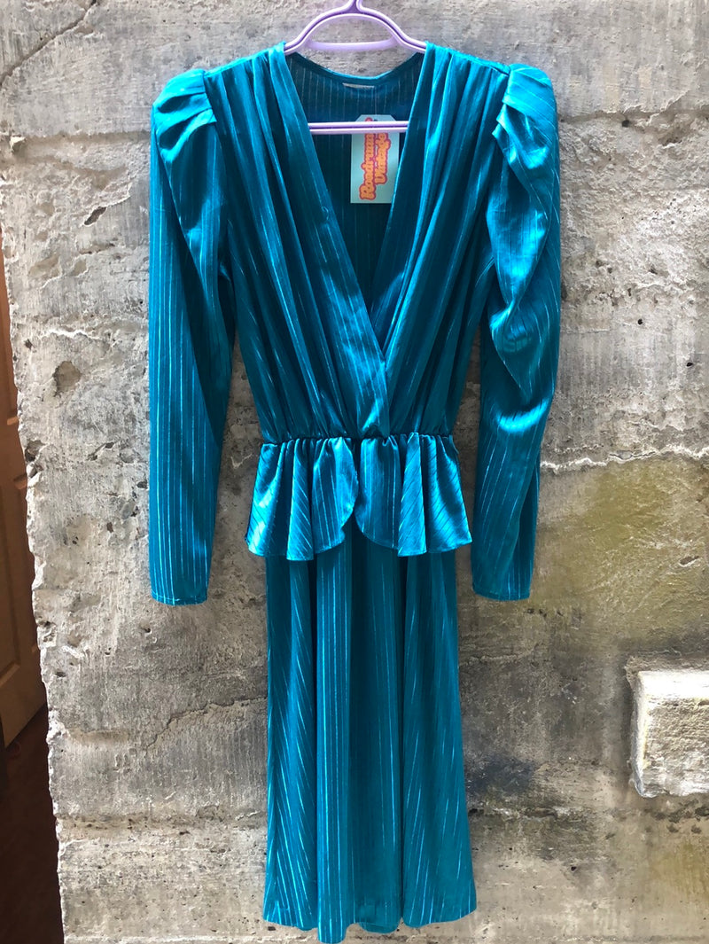 (RR2168) Vintage Teal Shimmer Cocktail Dress