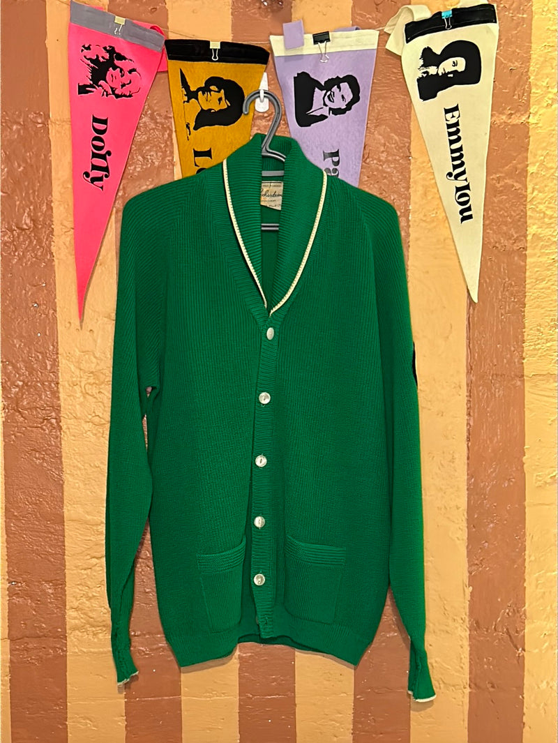 (RR2209) Vintage Green Cardigan Sweater
