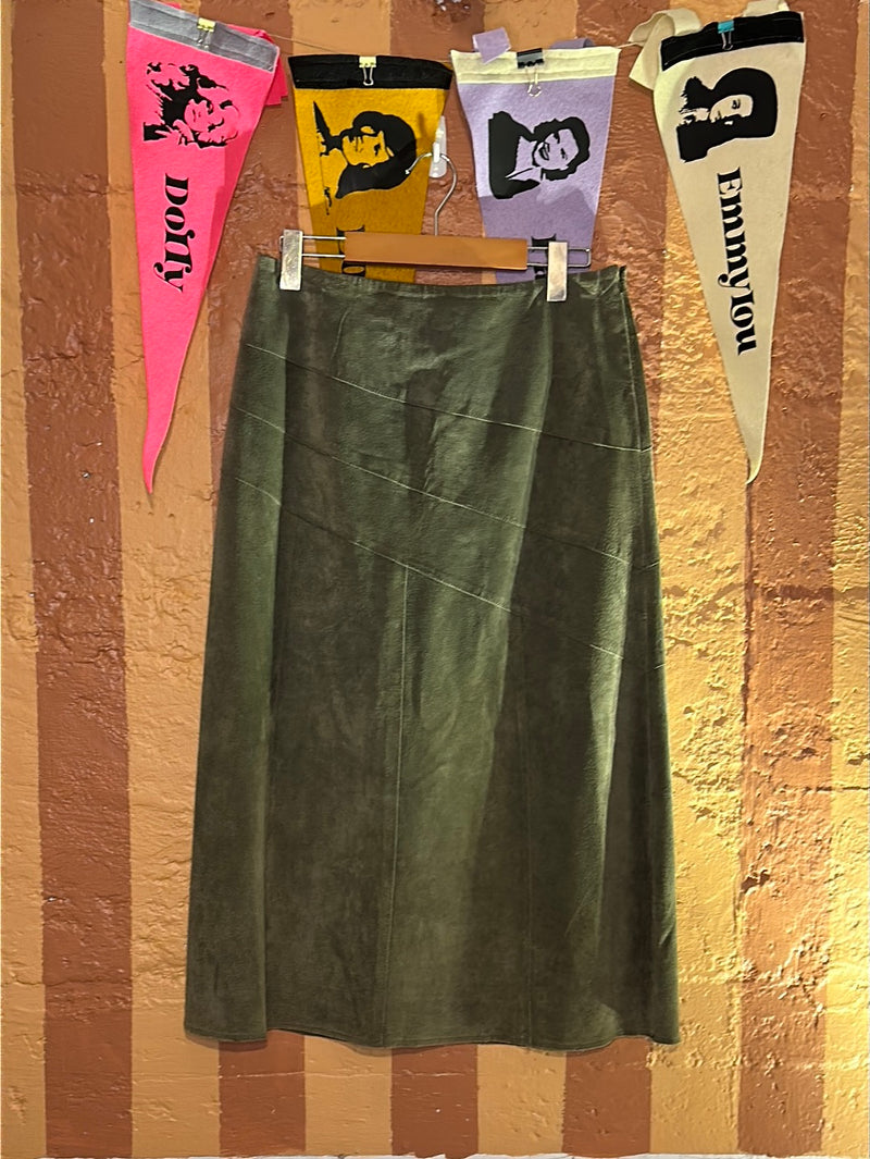 (RR2118) Green Suede Skirt