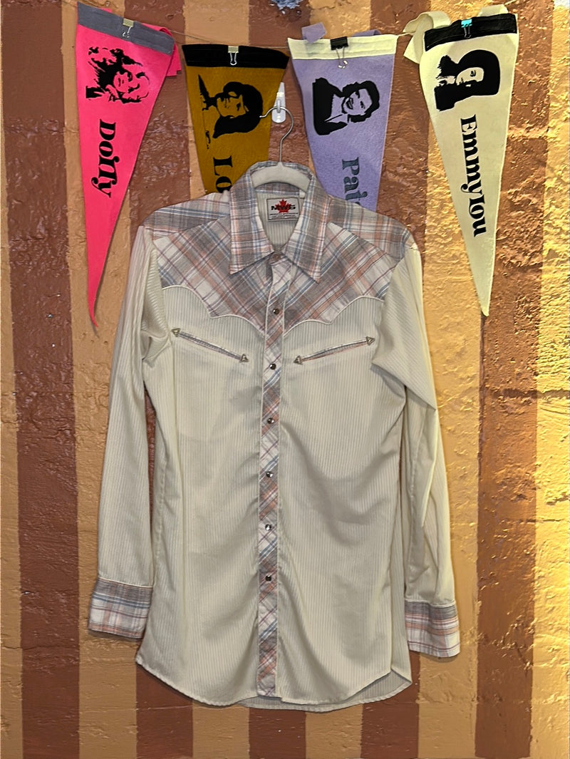 (RR2111) MWG Pink Plaid Pearl Snap Western Shirt