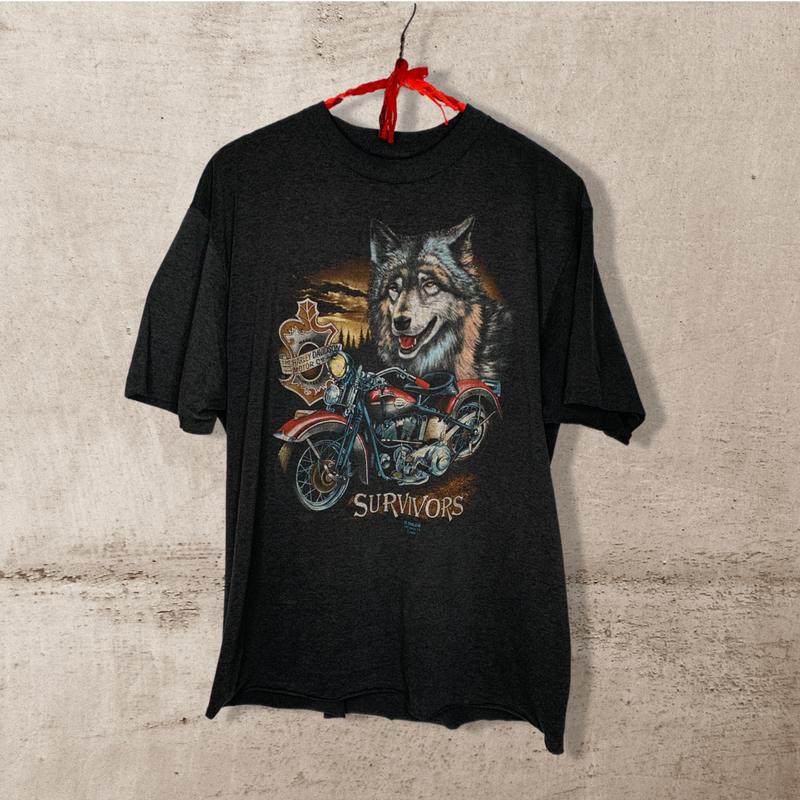 (RR298) 1989 3D Emblem Survivors Harley T-Shirt*