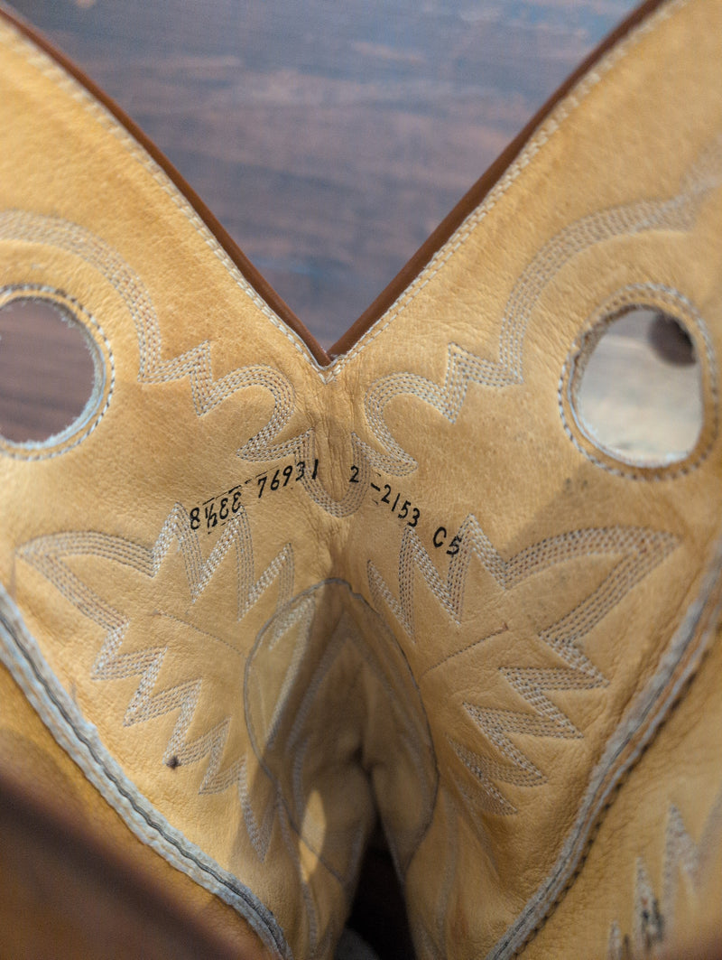 (0625RR3797) Vintage Sanders Yellow Tan Cowboy Boots