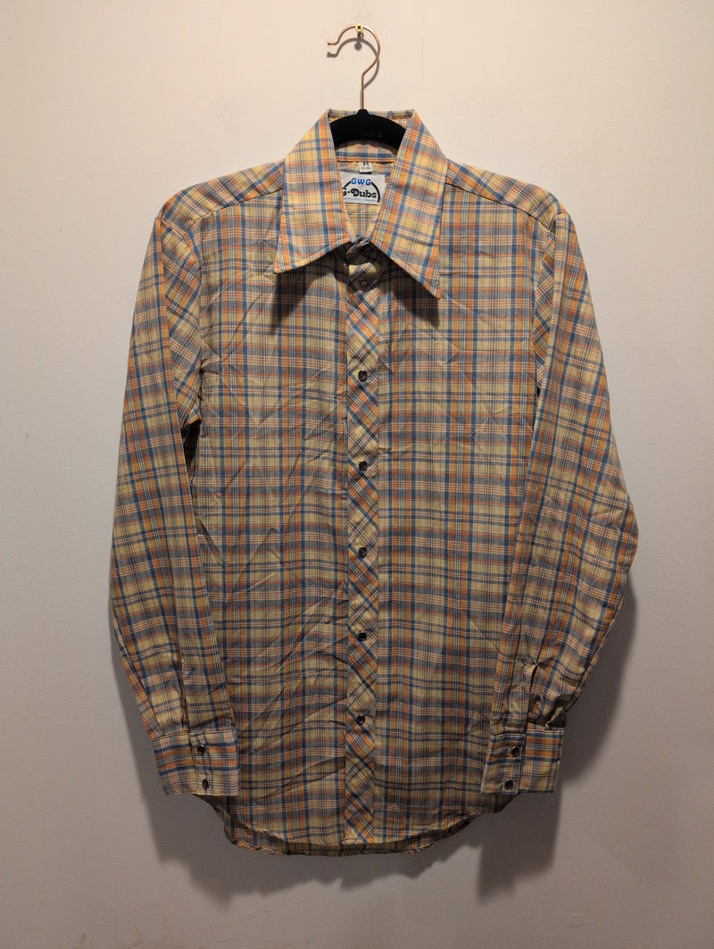 (0525RR3743) Vintage GWG G Dubs Dagger Collared Plaid Pearl Snap Shirt