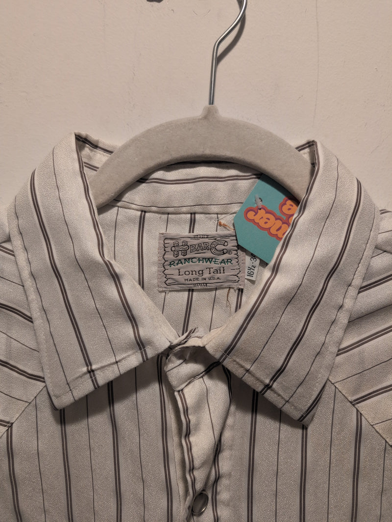 (0525RR3766) H Bar C Ranch Wear Long Tail Stripe Silver Threading Long Sleeve Pearl Snap Shirt
