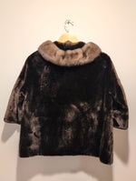 (1224RR3524) Clarke Toronto Fur Cape Coat Peter Pan Collar Hook Closure