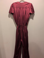 (1224RR3537) Vintage Satin Burgundy One-Piece Pyjama Jumpsuit