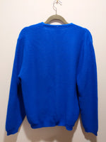 (1224RR3504) 1960s Sears Blue Knit Cardigan Silver Button