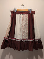 (0425RR3714) Floral Patchwork Panel Red Square Dancing Skirt