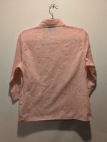 (0525RR3742) Vintage Semi Sheer Pink Floral Pattern Blouse 3/4 Length Sleeve