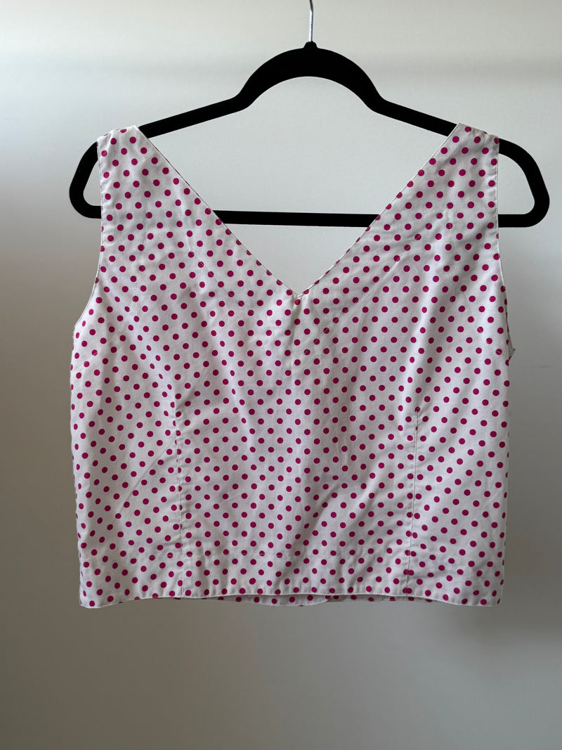 (WC058) Vintage Double Breasted Polka Dot Top