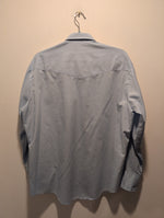 (0525RR3746) Bar-M Rancher Baby Blue Saw Tooth Pocket Long Sleeve Pearl Snap Shirt