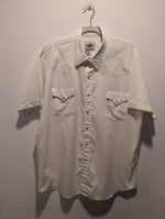 (0525RR3744) MWG Cream Pinstripe Short Sleeve Pearl Snap Shirt