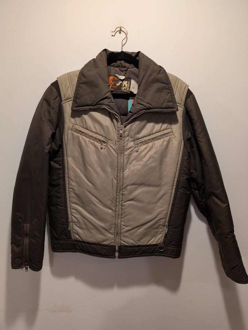 (0225RR3600) 1970s Olive Brown Ski Puff Jacket